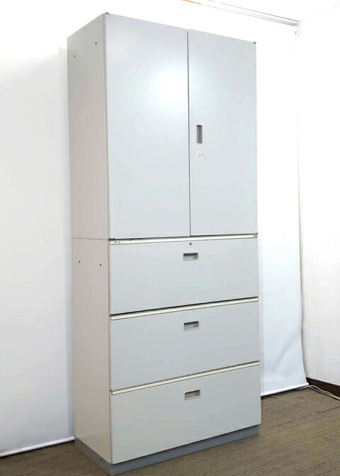 【美品】カギ付き書庫 上下セット書庫 WE イトーキ シンライン【中古】