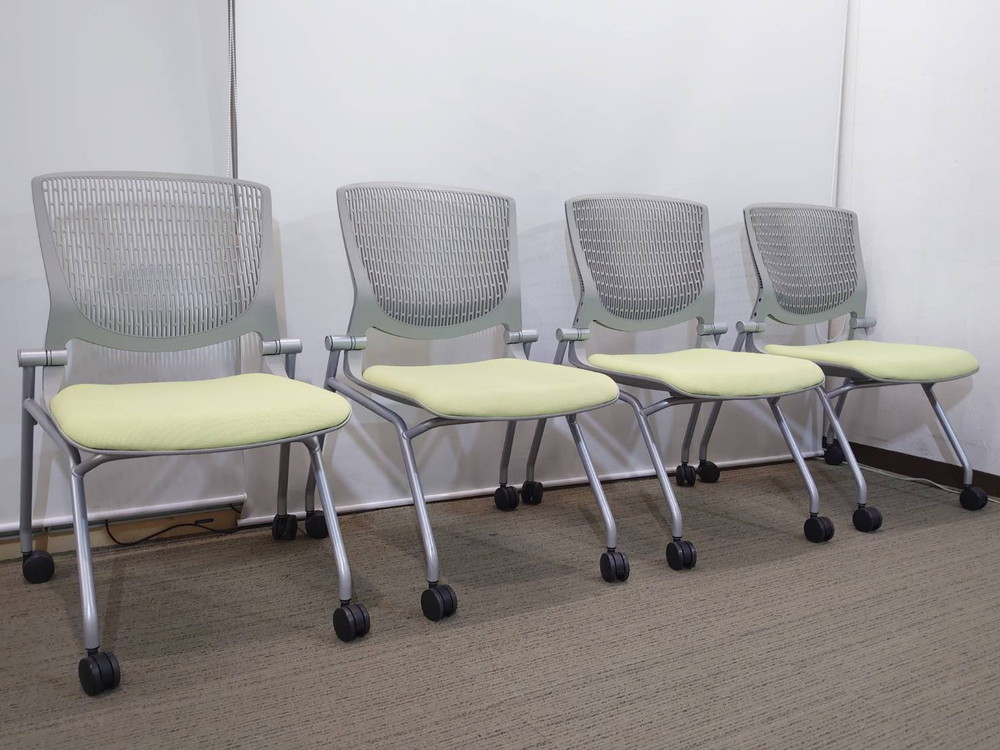 【中古・送料無料・東京地区限定】会議用チェア50脚セット ネスティングチェア 2020年製 オカムラ グラータ - 画像 (2)