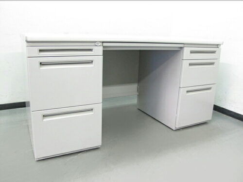 【中古・美品】鍵付き 両袖机 スチールデスク ウチダ FEED