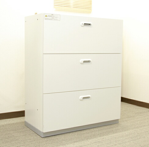 【中古・送料無料 東京地区限定】鍵付き書庫 ラテラル書庫 3段 キャビネット