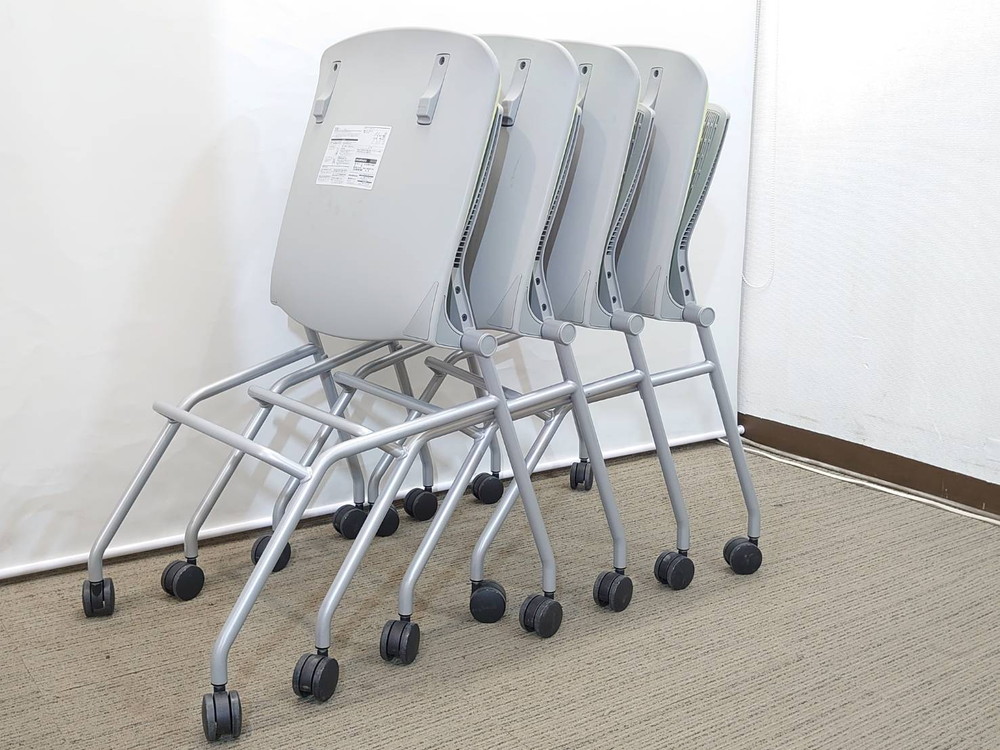 【中古・送料無料・東京地区限定】会議用チェア50脚セット ネスティングチェア 2020年製 オカムラ グラータ - 画像 (9)