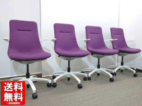 【送料無料 地域限定・中古】4脚セット ひじ付き オフィスチェアー ITOKI MOVU