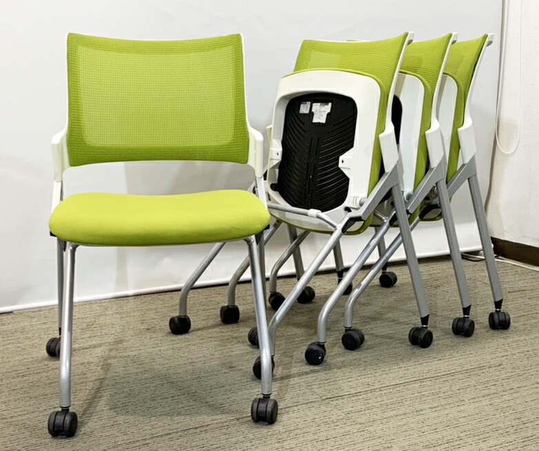 【送料無料 地域限定】4脚セット 会議用チェア ネスタブルチェア ITOKI Monon【中古】 - 画像 (2)