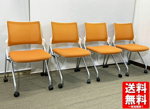 【送料無料 地域限定】4脚セット 会議用チェア キャスター付きチェア ITOKI Monon【中古】