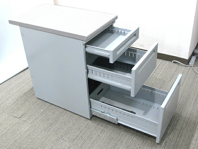 【中古】FEED 国産 カギ付き 3段ワゴン サイドワゴン - 画像 (2)