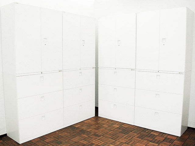 【送料無料 東京地区限定】 【美品】 オカムラ レクトライン 4台セット 上下書庫 両開き書庫 ラテラル書庫 キャビネット ユニット書庫 【中古】 【中古オフィス家具】 - 画像 (3)