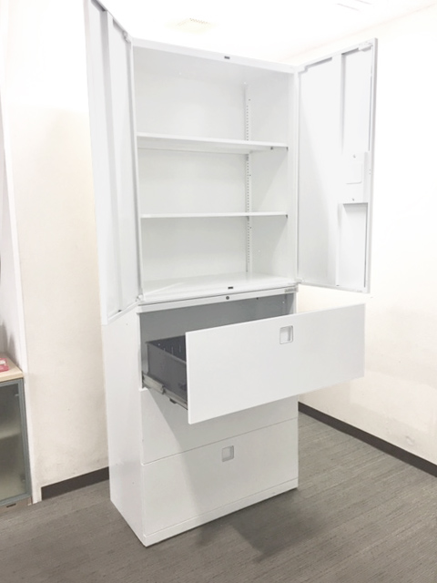 【送料無料 東京地区限定】 【美品】 オカムラ レクトライン 4台セット 上下書庫 両開き書庫 ラテラル書庫 キャビネット ユニット書庫 【中古】 【中古オフィス家具】 - 画像 (4)