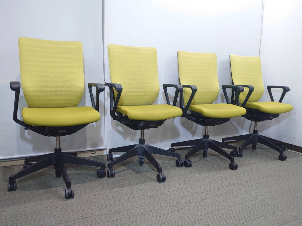 【送料無料 地域限定】4脚セット オフィスチェア デスクチェア ひじ付き メッシュチェア 事務チェア キャスターチェア 事務イス ワークチェア【中古オフィス家具】【中古】 - 画像 (3)