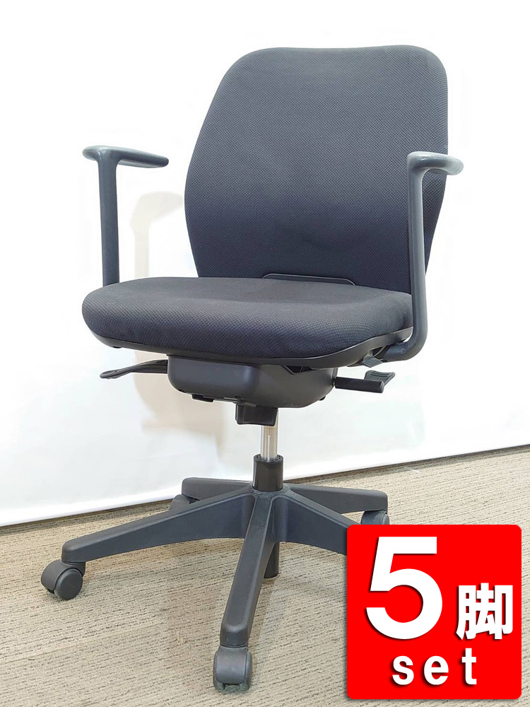 【送料無料 地域限定】 5脚セット ウチダ シエルト OAチェア オフィスチェア デスクチェア 事務チェア PCチェア 肘つき 【中古オフィス家具】【中古】