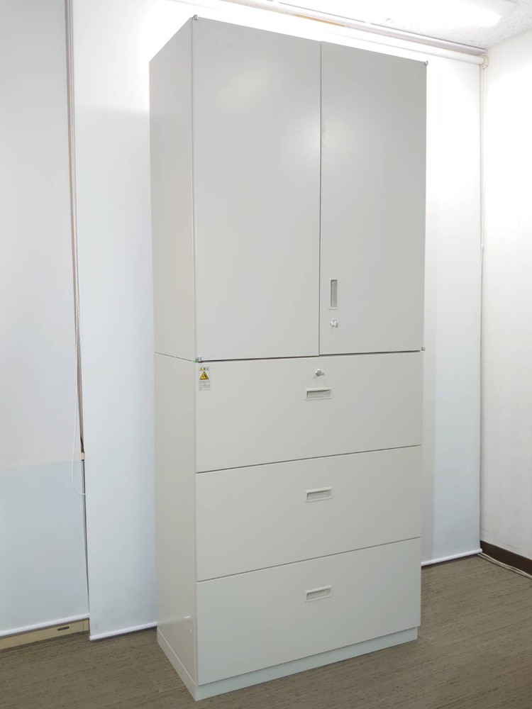 【大量入荷 国産書庫】生興 上下書庫 両開き書庫 ラテラル書庫 キャビネット ユニット書庫 本棚 書棚【中古オフィス家具】【中古】