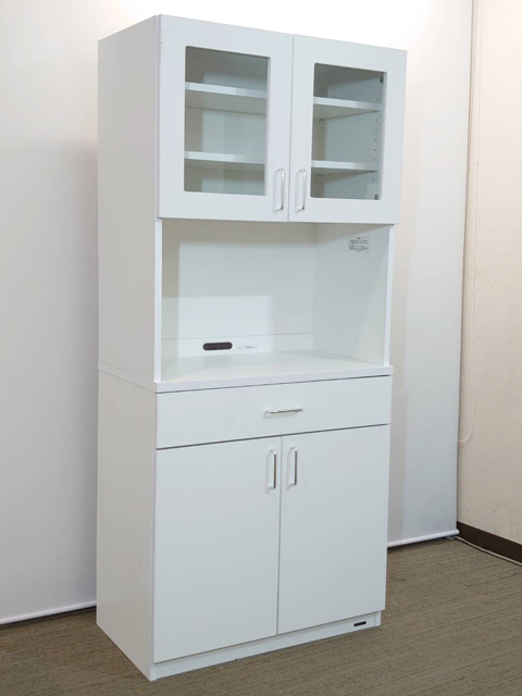 オフィス用 キッチンキャビネット キッチン書庫 食器棚 ビジネスキッチン ティーキャビネット 食器収納ユニット キッチンカウンター オフィスキッチン レンジ台 オカムラ 国産 【中古オフィス家具】【中古】