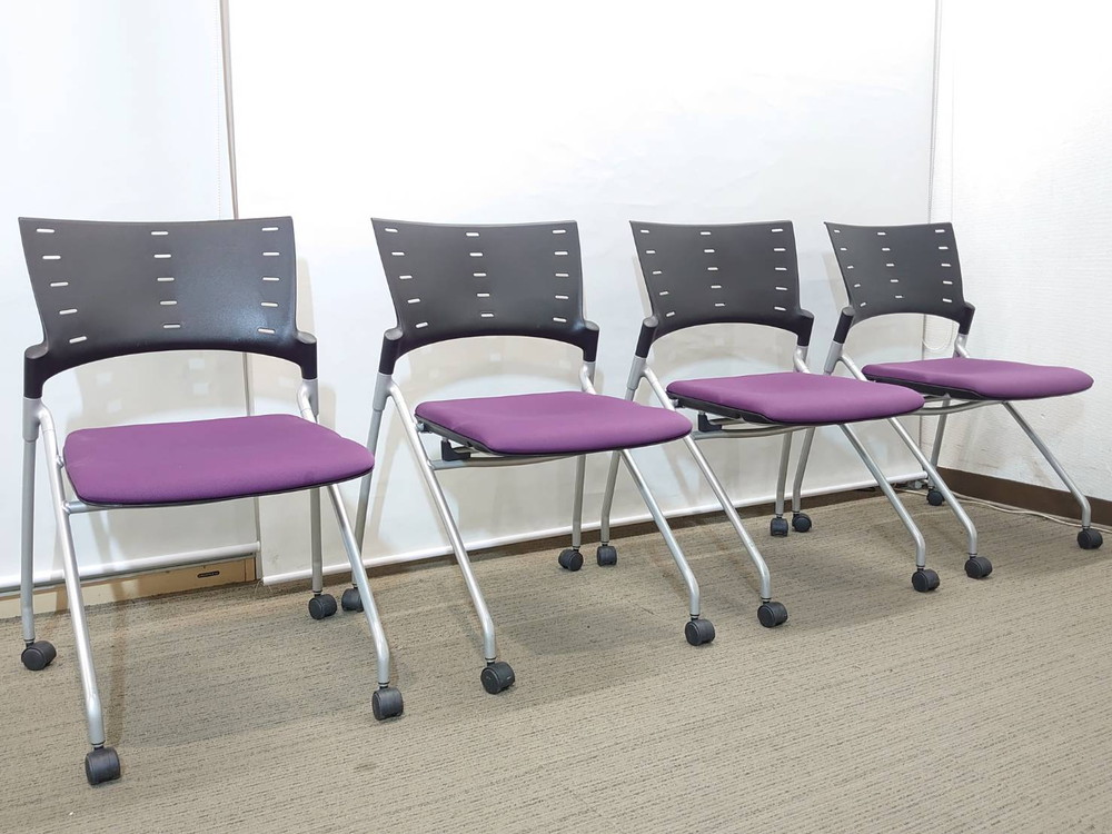 【送料無料 地域限定】4脚セット イトーキ マノス 会議チェア ミーティングチェア スタッキングチェア ネスティングチェア ネスタブルチェア スタックチェア 平行スタックチェア【中古オフィス家具】【中古】 - 画像 (7)