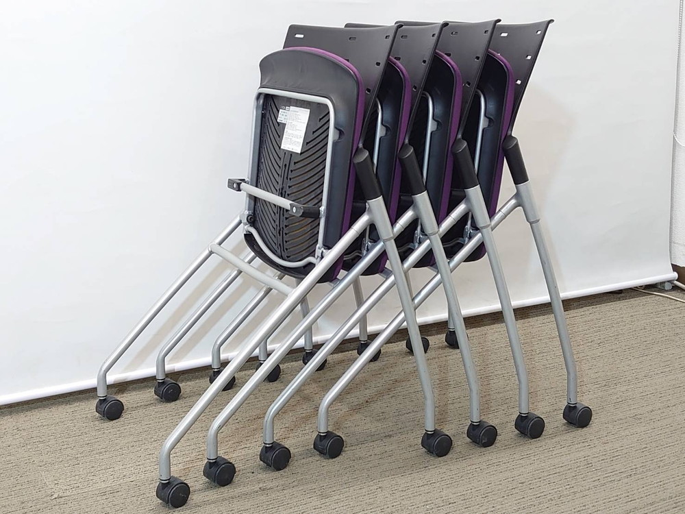 【送料無料 地域限定】4脚セット イトーキ マノス 会議チェア ミーティングチェア スタッキングチェア ネスティングチェア ネスタブルチェア スタックチェア 平行スタックチェア【中古オフィス家具】【中古】 - 画像 (5)