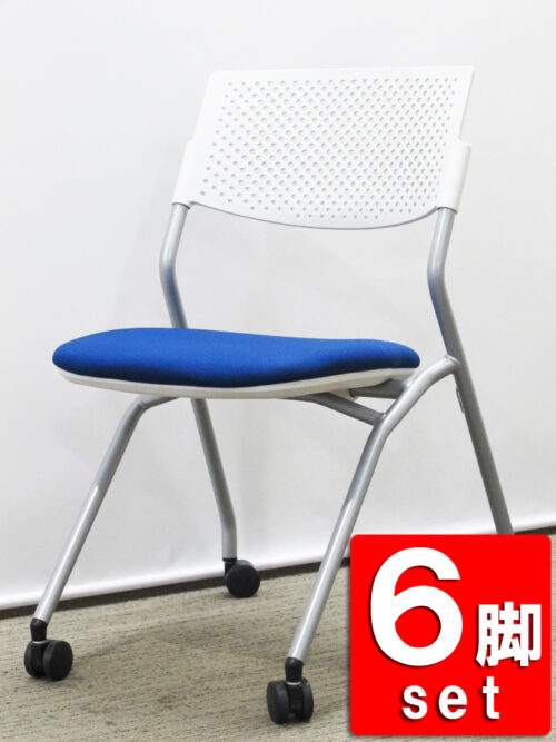 ミーティング用チェア いす 椅子 チェアー チェア キャスター付き ウチダ FM-265 国産 【送料無料 地域限定】６脚セット 会議チェア ミーティングチェア 会議用チェア スタッキングチェア【中古オフィス家具】【中古】