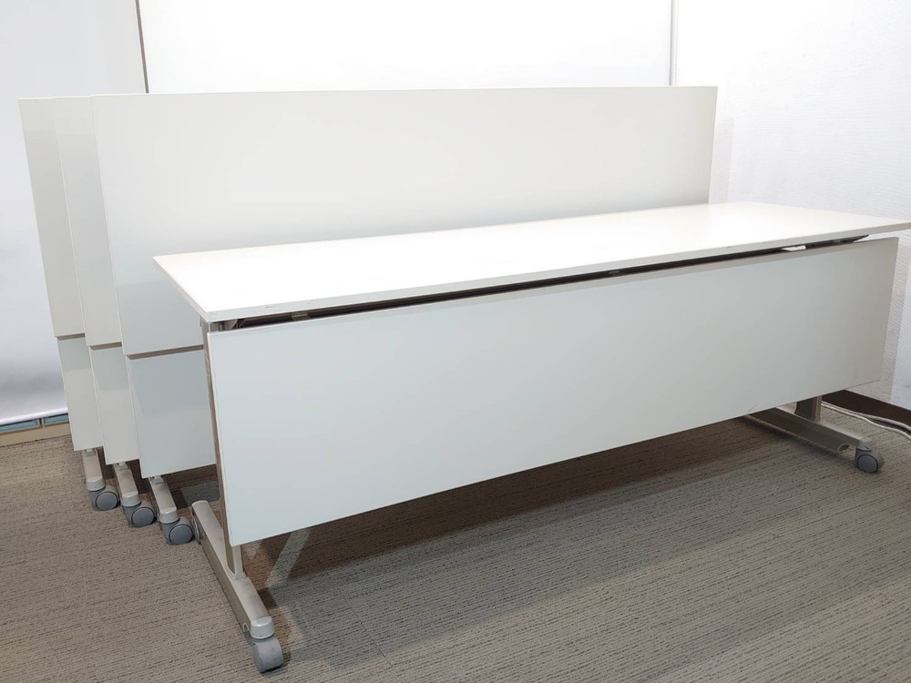 【送料無料 東京地区限定】4台セット ミーティングテーブル 会議テーブル スタックテーブル 折りたたみテーブル 折り畳みテーブル フラップテーブル W1800×D600 コクヨ 【中古オフィス家具】【中古】 - 画像 (2)