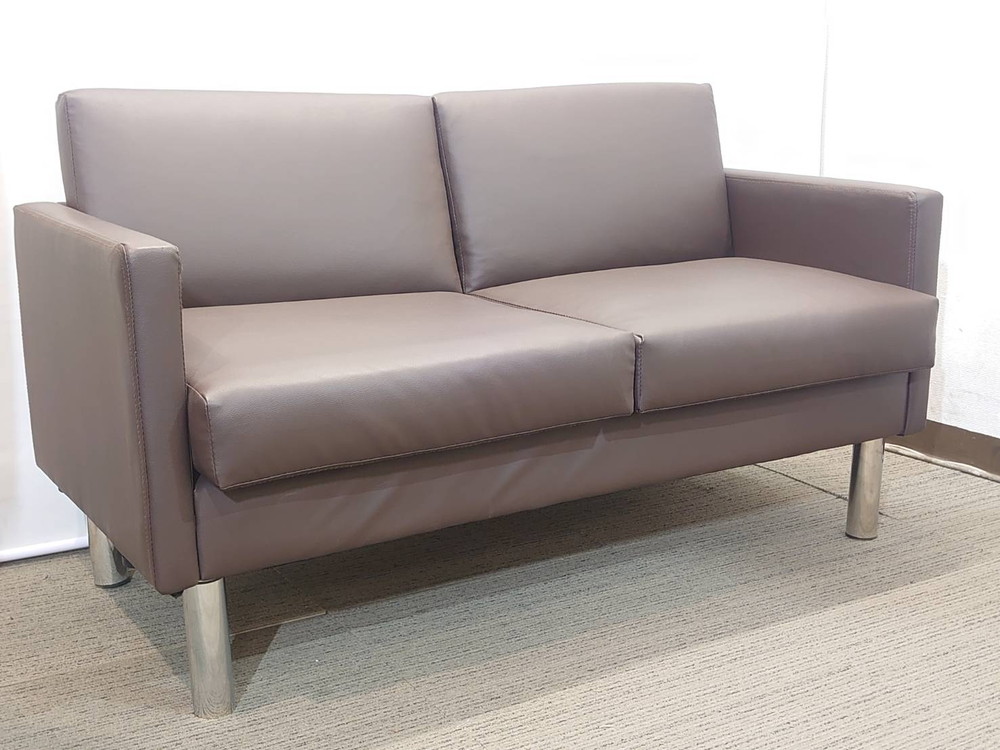 【送料無料 東京地区限定】 応接セット 3点セット 2人掛けソファ テーブル 役員 会議 応接ソファ ガラステーブル 応接家具 ソファ 【中古オフィス家具】【中古】 - 画像 (5)