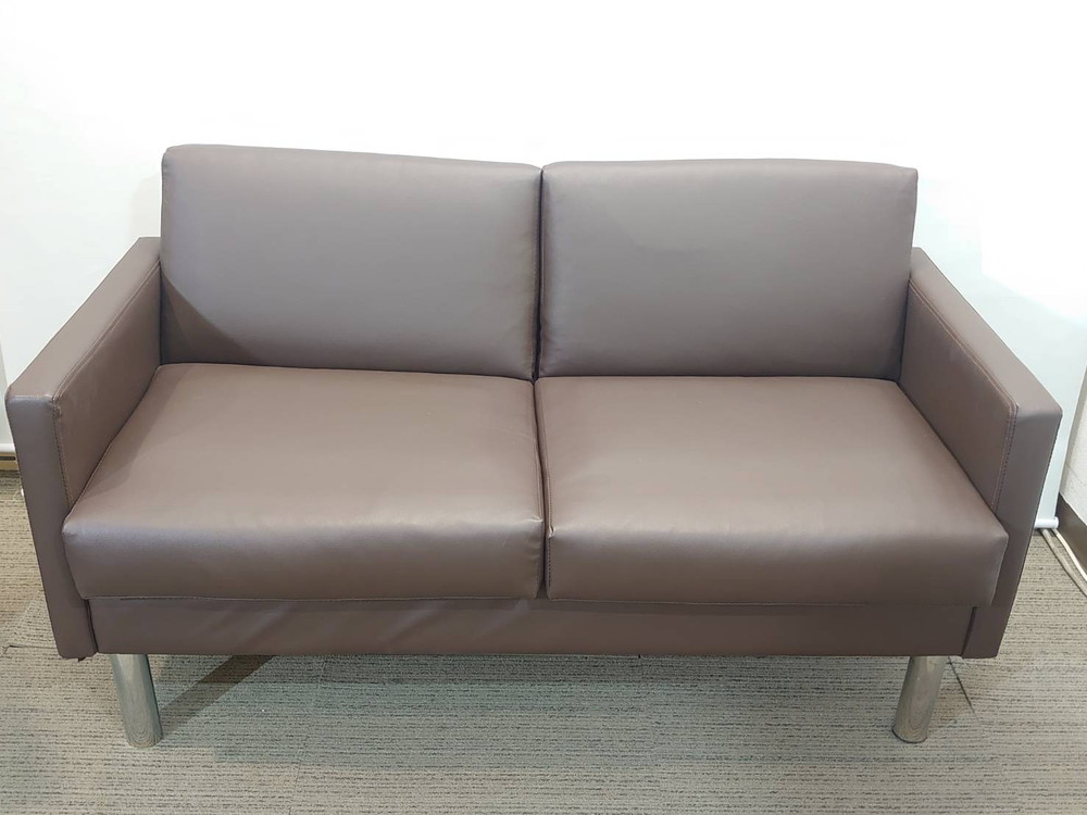 【送料無料 東京地区限定】 応接セット 3点セット 2人掛けソファ テーブル 役員 会議 応接ソファ ガラステーブル 応接家具 ソファ 【中古オフィス家具】【中古】 - 画像 (6)