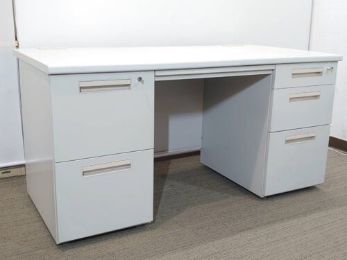 両袖机 オフィスデスク 両袖デスク 役員デスク 役員机 役員用デスク スチールデスク 事務机 事務デスク カギ付き 鍵付き コードホール付き W1400×D700×H700 役員用机 事務用デスク 事務用机 ワークデスク 【中古オフィス家具】【中古】