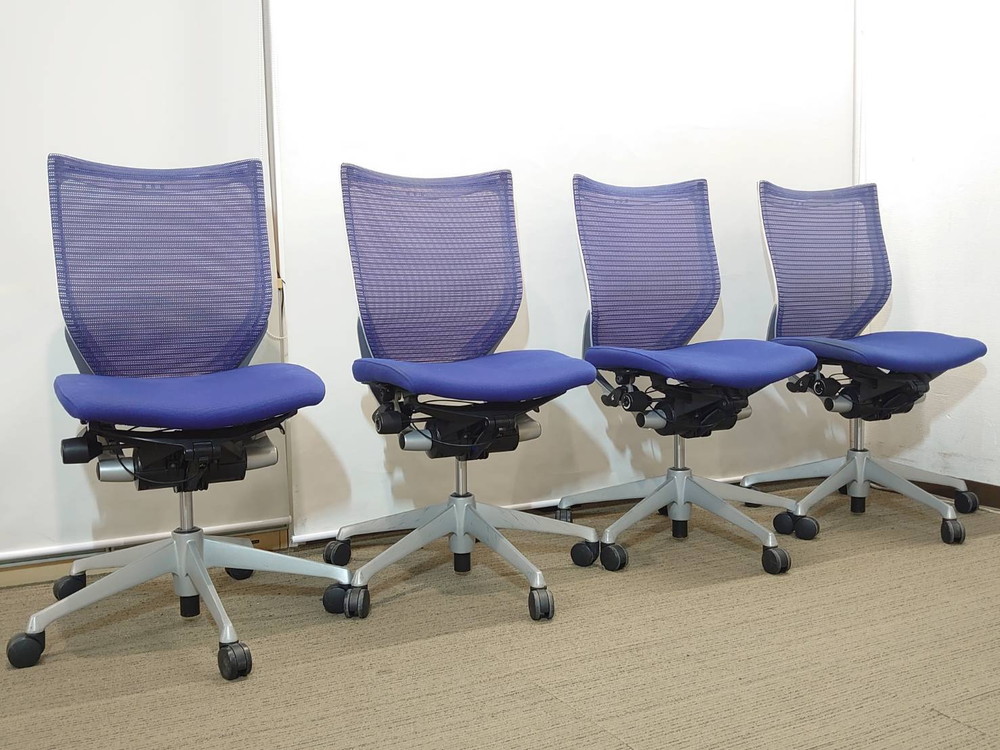 【送料無料 地域限定】 4脚セット オカムラ バロン Baron オフィスチェア デスクチェア メッシュチェア 事務チェア PCチェア OAチェア okamura CP33DW FEF4 【中古オフィス家具】【中古】 - 画像 (2)