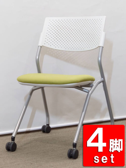 【送料無料 地域限定】4脚セット ウチダ 内田洋行 会議チェア ミーティングチェア スタッキングチェア スタックチェア ネスタブルチェア ネスティングチェア 折り畳み 椅子 フォールディングチェア 【中古オフィス家具】【中古】