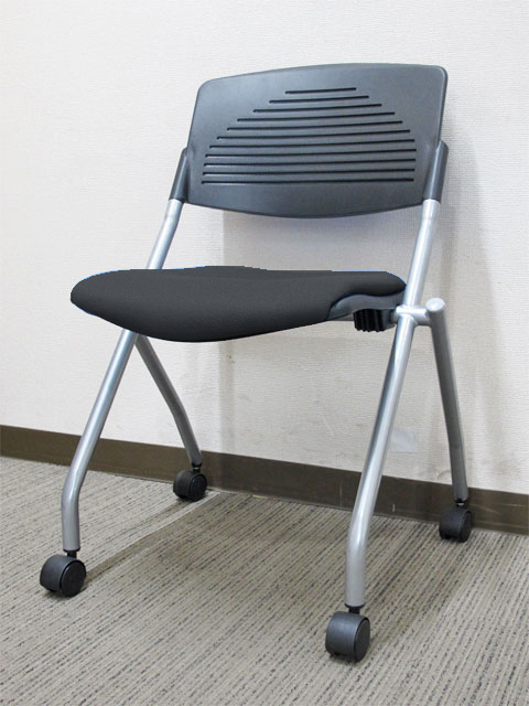 会議チェア ミーティングチェア スタッキングチェア スタックチェア ネスタブルチェア ネスティングチェア フォールディングチェア 平行スタックチェア 折りたたみチェア 折り畳み椅子【中古オフィス家具】【中古】 - 画像 (2)