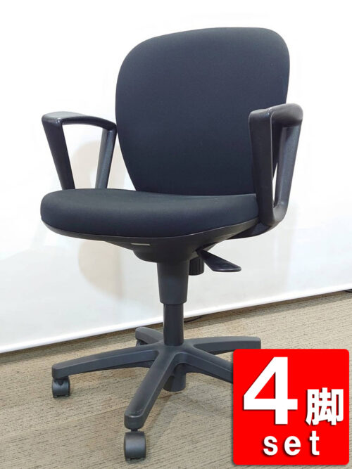 【送料無料 地域限定】4脚セット ひじ付き ローバックチェア 役員チェア 事務椅子 パソコンチェア ワーキングチェア ITOKI 国産 イトーキ リエットチェア デスクチェア キャスターチェア 肘付き オフィスチェア 事務チェア【中古オフィス家具】【中古】