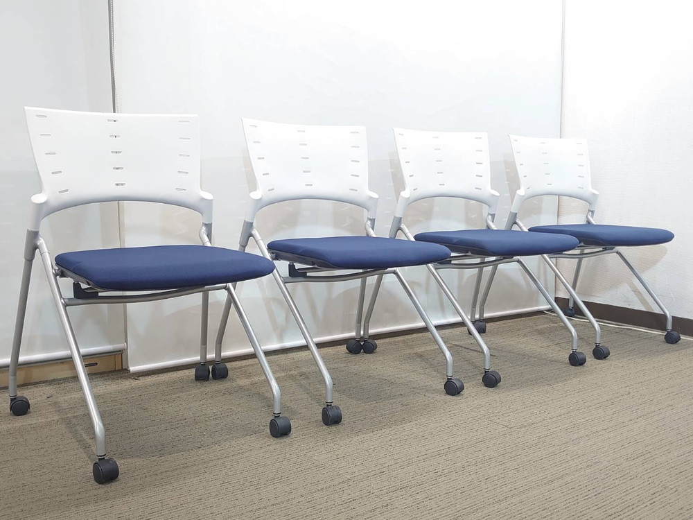 【在庫30脚以上あり】10脚セット イトーキ マノス 会議チェア ネスティングチェア ミーティングチェア スタッキングチェア ネスタブルチェア スタックチェア 平行スタックチェア【中古オフィス家具】【中古】 - 画像 (2)