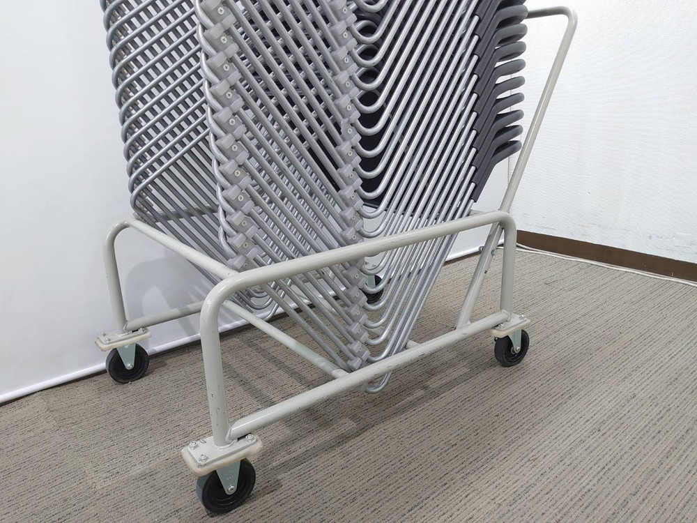 【送料無料 東京地区限定】50脚セット ウチダ MP-200 ミーティングチェア 会議チェア スタッキングチェア スタックチェア メッシュチェア ドーリー付き【中古オフィス家具】【中古】 - 画像 (11)