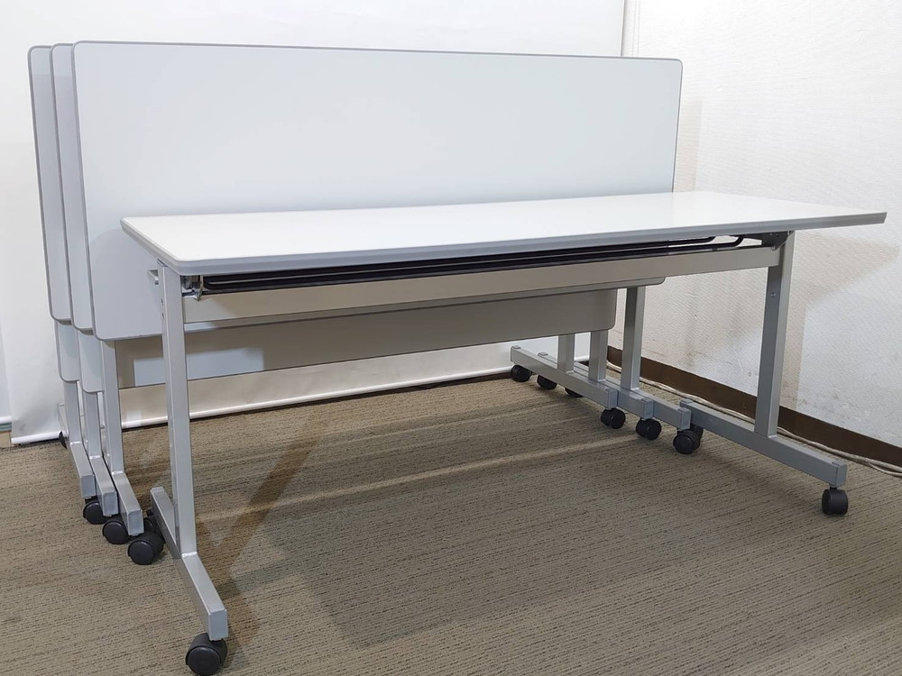 【送料無料 東京地区限定】 4台セット 折りたたみテーブル 折り畳みテーブル 平行スタックテーブル ミーティングテーブル 会議テーブル スタックテーブル W1500×D600 ホウトク【中古オフィス家具】【中古】 - 画像 (2)