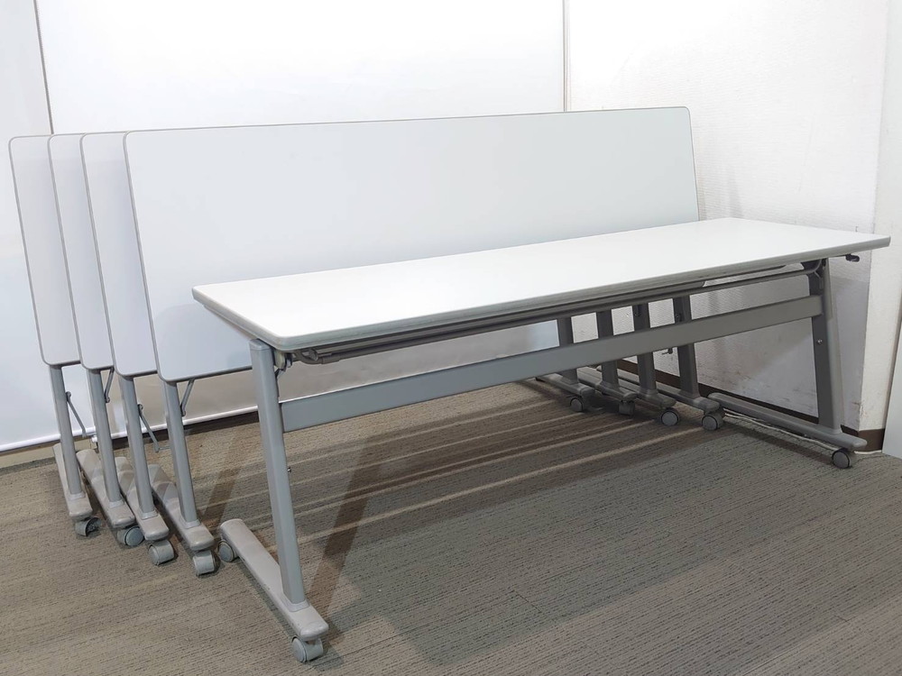 【送料無料 東京地区限定】10台セット オカムラ 折りたたみテーブル 折り畳みテーブル スタックテーブル ミーティングテーブル 会議テーブル スタッキングテーブル W1800×D600×H700 okamura 8184NB 国産 【中古オフィス家具】【中古】 - 画像 (2)