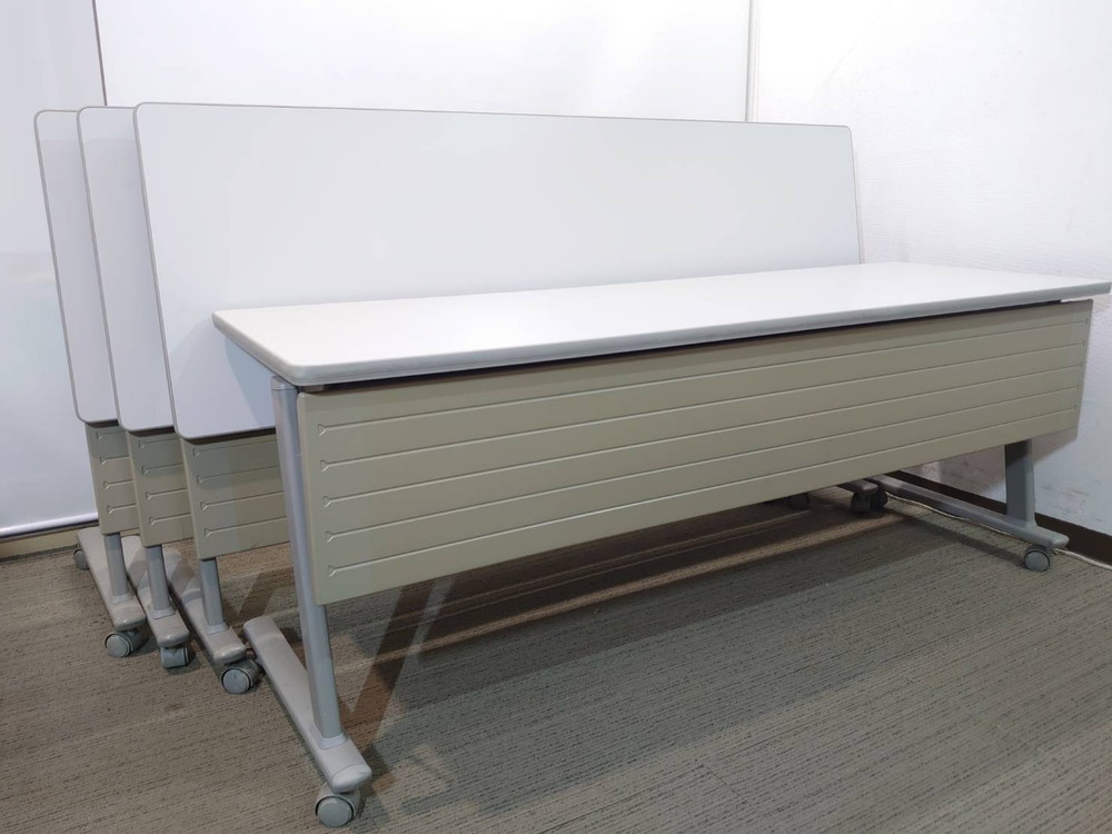 【送料無料 東京地区限定】4台セット オカムラ 折りたたみテーブル 折り畳みテーブル スタックテーブル ミーティングテーブル 会議テーブル スタッキングテーブル W1800×D600×H700 okamura 8184NB 国産 【中古オフィス家具】【中古】 - 画像 (2)