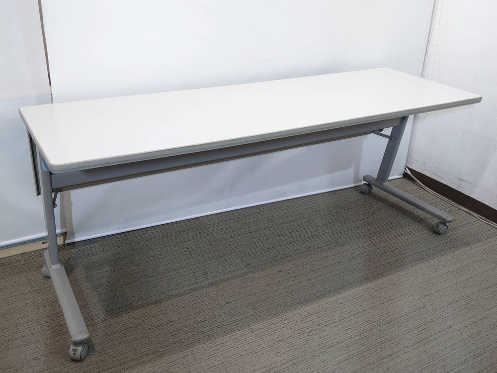 【送料無料 東京地区限定】4台セット オカムラ 折りたたみテーブル 折り畳みテーブル スタックテーブル ミーティングテーブル 会議テーブル スタッキングテーブル W1800×D600×H700 okamura 8184NB 国産 【中古オフィス家具】【中古】 - 画像 (4)