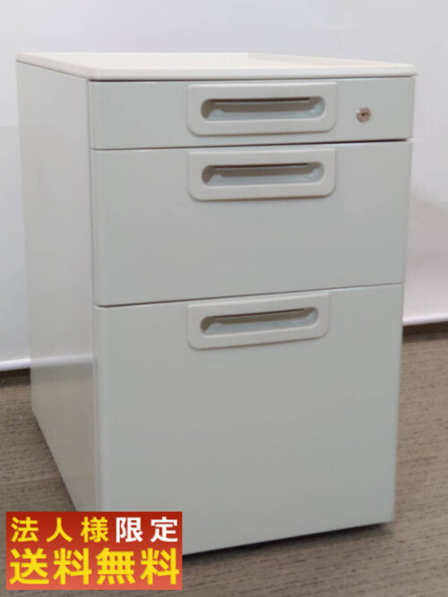 【法人限定送料無料】 プラス 3段ワゴン サイドワゴン デスクワゴン キャスターワゴン 事務ワゴン スチールワゴン 袖机 脇机【中古オフィス家具】【中古】