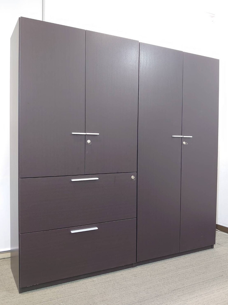 【送料無料 東京地区限定】 役員書庫 2点セット 役員書庫セット 両開き書庫 上下書庫 鍵付き書庫 木製書庫 本棚 書棚 役員家具 エグゼクティブ家具 イトーキ XG 【中古オフィス家具】【中古】 - 画像 (4)