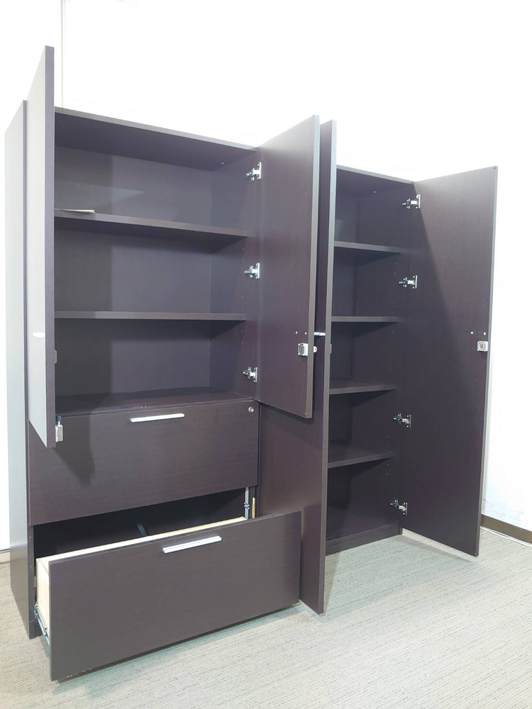 【送料無料 東京地区限定】 役員書庫 2点セット 役員書庫セット 両開き書庫 上下書庫 鍵付き書庫 木製書庫 本棚 書棚 役員家具 エグゼクティブ家具 イトーキ XG 【中古オフィス家具】【中古】 - 画像 (5)