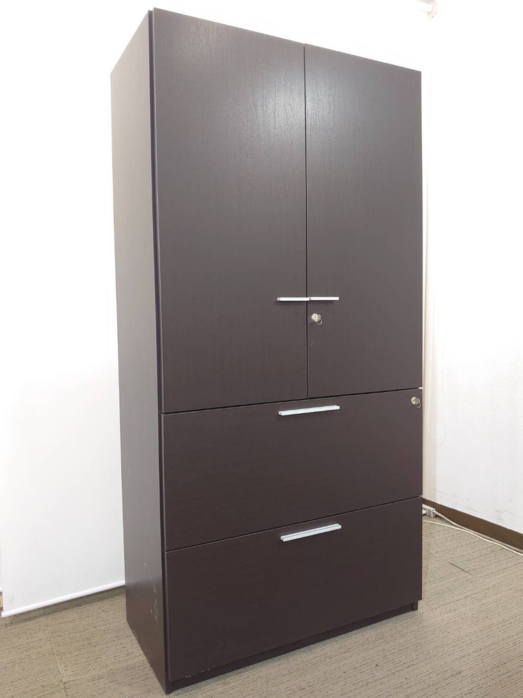 【送料無料 東京地区限定】 役員書庫 2点セット 役員書庫セット 両開き書庫 上下書庫 鍵付き書庫 木製書庫 本棚 書棚 役員家具 エグゼクティブ家具 イトーキ XG 【中古オフィス家具】【中古】 - 画像 (6)