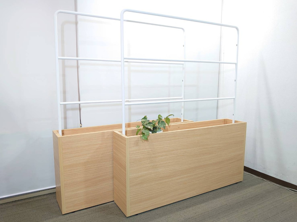 【送料無料 東京地区限定】 2点セット コクヨ ラダースクリーン プランターボックス プランター フラワースタンド フラワーボックス 植物ポット DAYS BOUNDARY W1500×D300×H1800 XY-BLSPX157MC1N 【中古オフィス家具】【中古】 - 画像 (2)