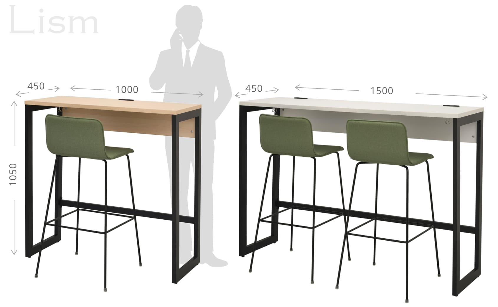 【法人様限定】送料無料 リスム ハイデスク W1000×D450 ウォルナット×ブラック脚 2ヶ口コンセント付き RFFHD-1045DM-BL - 画像 (7)