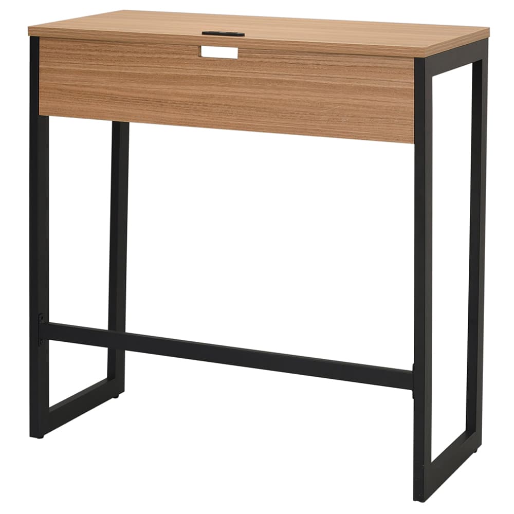 【法人様限定】送料無料 リスム ハイデスク W1000×D450 ウォルナット×ブラック脚 2ヶ口コンセント付き RFFHD-1045DM-BL - 画像 (3)