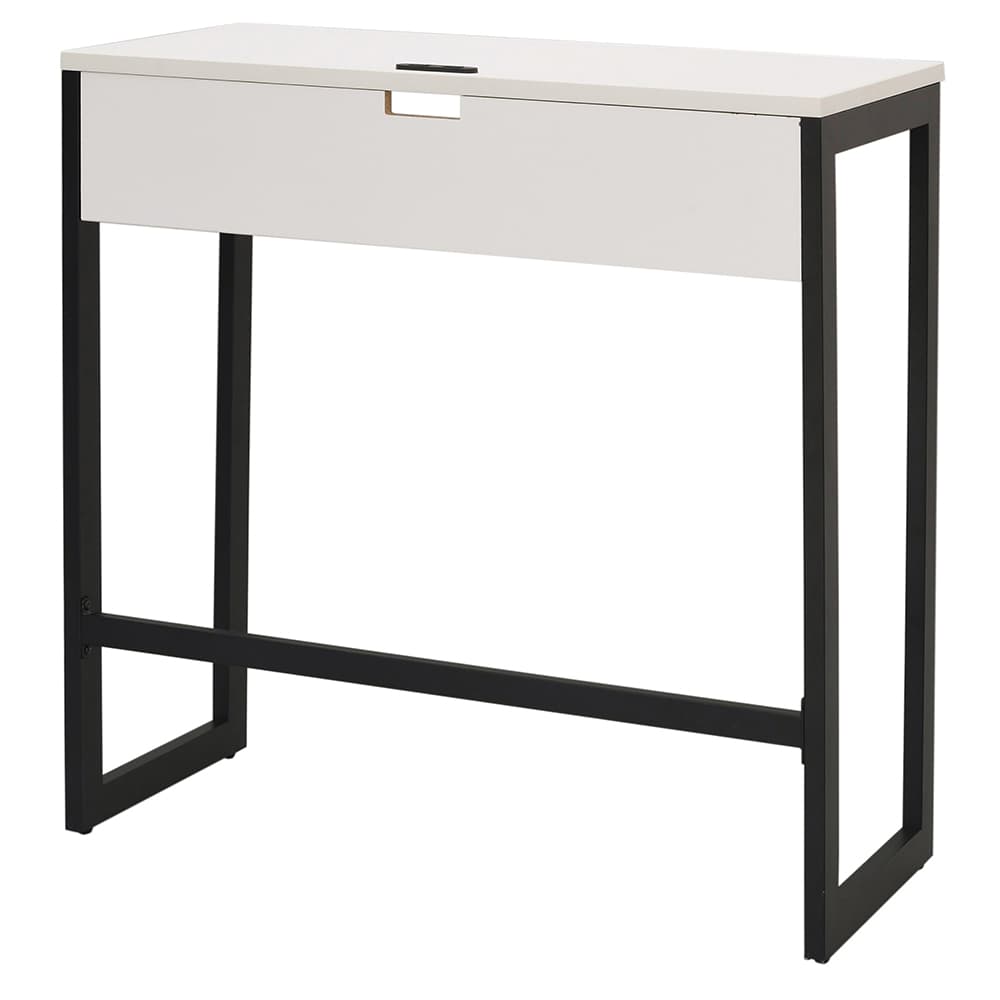 【法人様限定】送料無料 リスム ハイデスク W1000×D450 ホワイト×ブラック脚 2ヶ口コンセント付き RFFHD-1045WH-BL - 画像 (3)