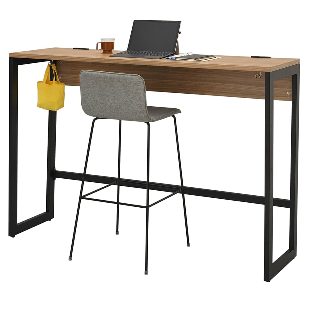 【法人様限定】送料無料 リスム ハイデスク W1500×D450 ウォルナット×ホワイト脚 2ヶ口コンセント付き RFFHD-1545DM-WL - 画像 (8)