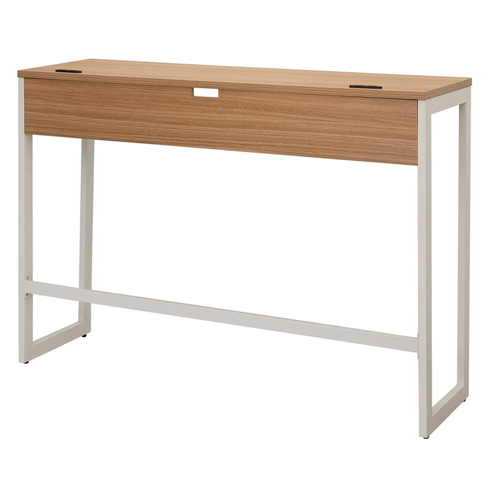 【法人様限定】送料無料 リスム ハイデスク W1500×D450 ウォルナット×ホワイト脚 2ヶ口コンセント付き RFFHD-1545DM-WL - 画像 (3)