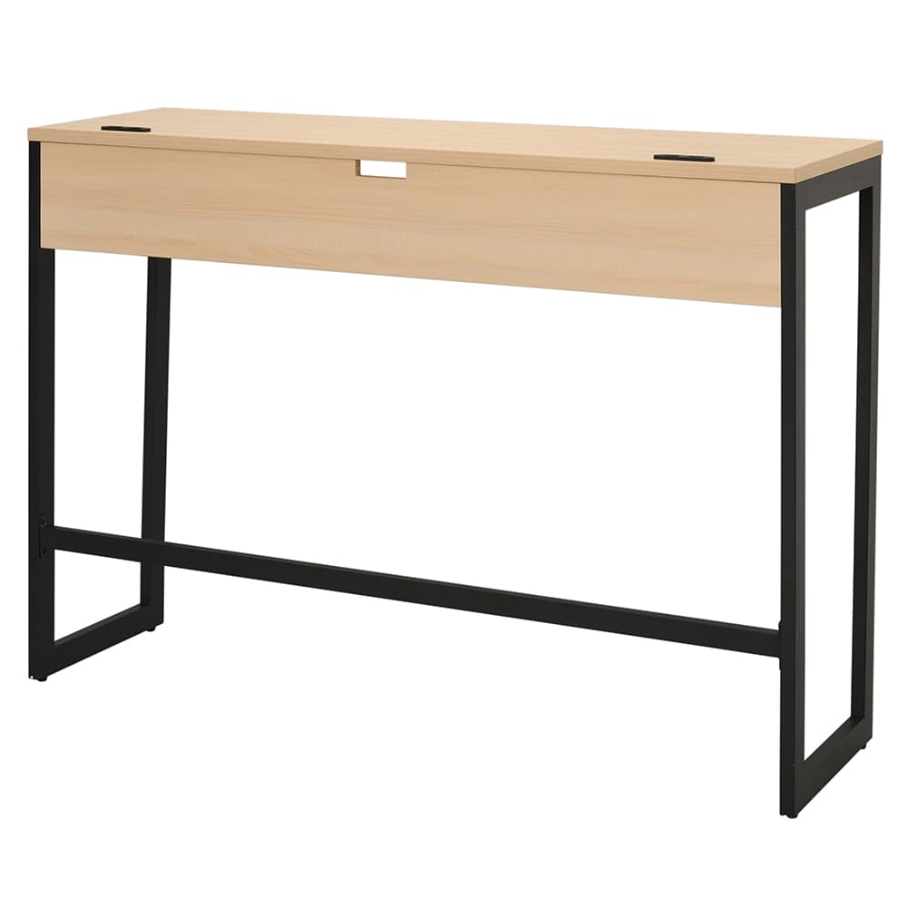 【法人様限定】送料無料 リスム ハイデスク W1500×D450 ナチュラル×ブラック脚 2ヶ口コンセント付き RFFHD-1545NA-BL - 画像 (2)