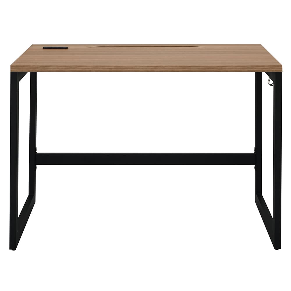 【法人様限定】送料無料 リスム デスク W1000×D600 ウォルナット×ブラック脚 2ヶ口コンセント付き RFFLD-1060DM-BL - 画像 (3)