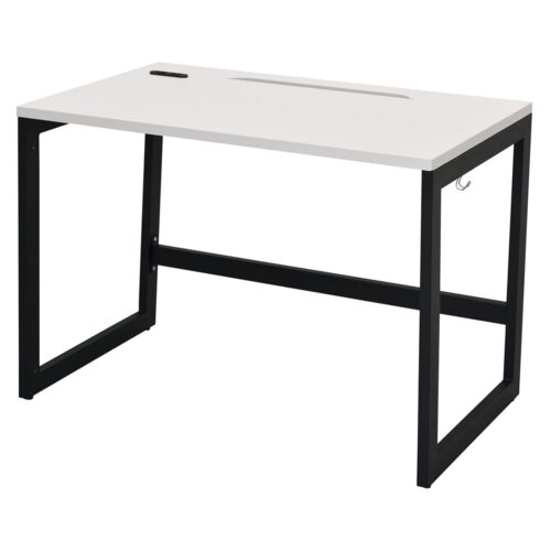 【法人様限定】送料無料 リスム デスク W1000×D600 ホワイト×ブラック脚 2ヶ口コンセント付き RFFLD-1060WH-BL