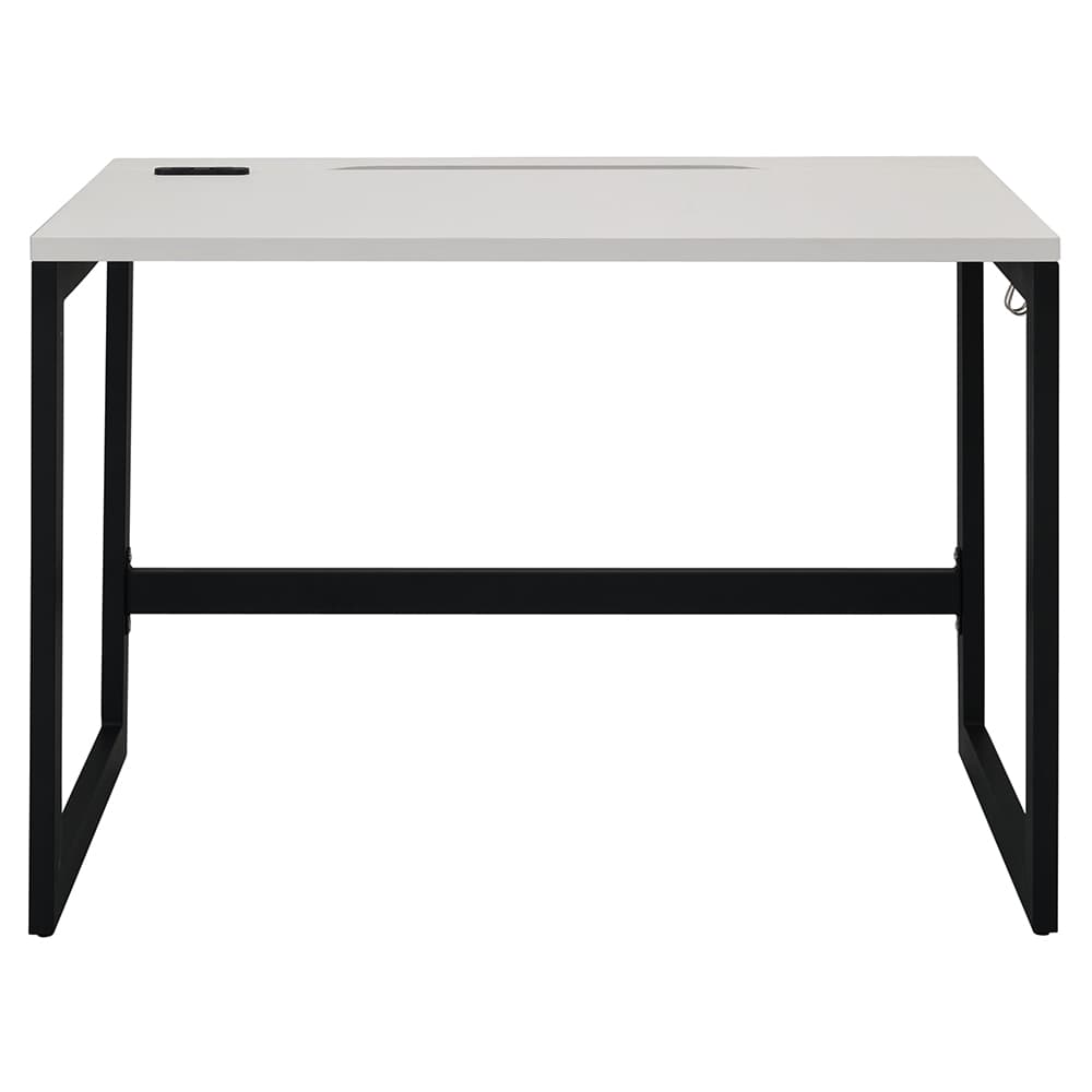 【法人様限定】送料無料 リスム デスク W1000×D600 ホワイト×ブラック脚 2ヶ口コンセント付き RFFLD-1060WH-BL - 画像 (3)