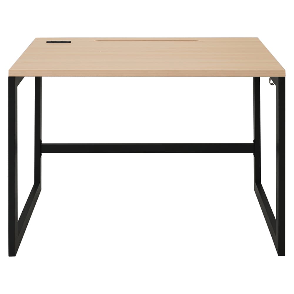 【法人様限定】送料無料 リスム デスク W1000×D700 ナチュラル×ブラック脚 2ヶ口コンセント付き RFFLD-1070NA-BL - 画像 (2)