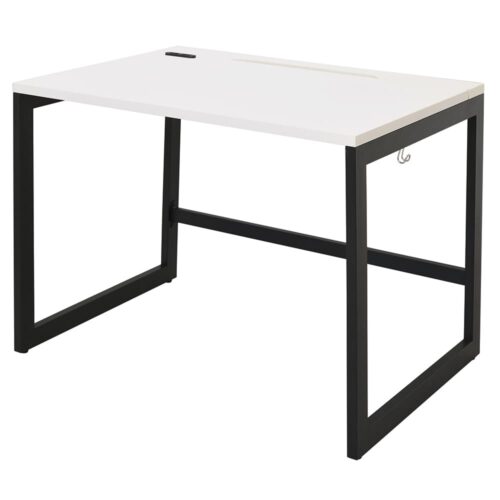 【法人様限定】送料無料 リスム デスク W1000×D700 ホワイト×ブラック脚 2ヶ口コンセント付き RFFLD-1070WH-BL