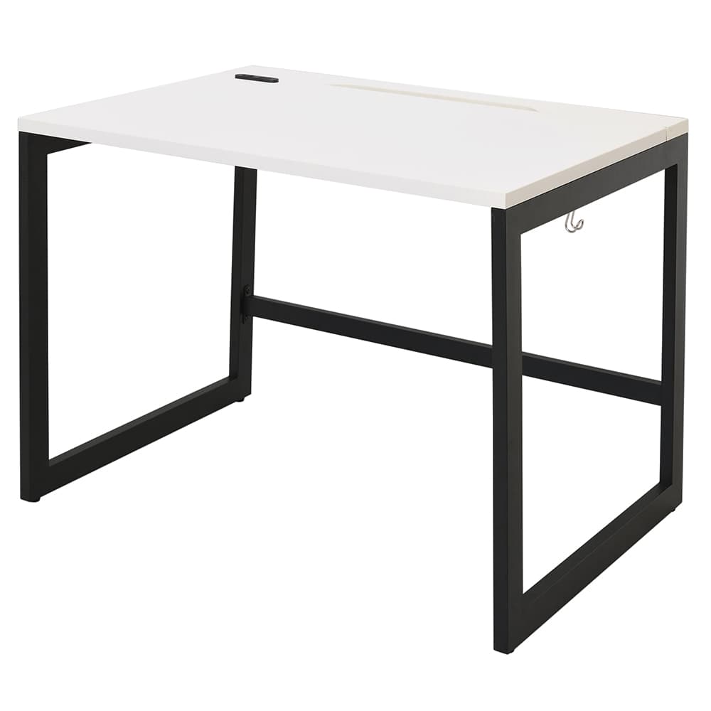 【法人様限定】送料無料 リスム デスク W1000×D700 ホワイト×ブラック脚 2ヶ口コンセント付き RFFLD-1070WH-BL