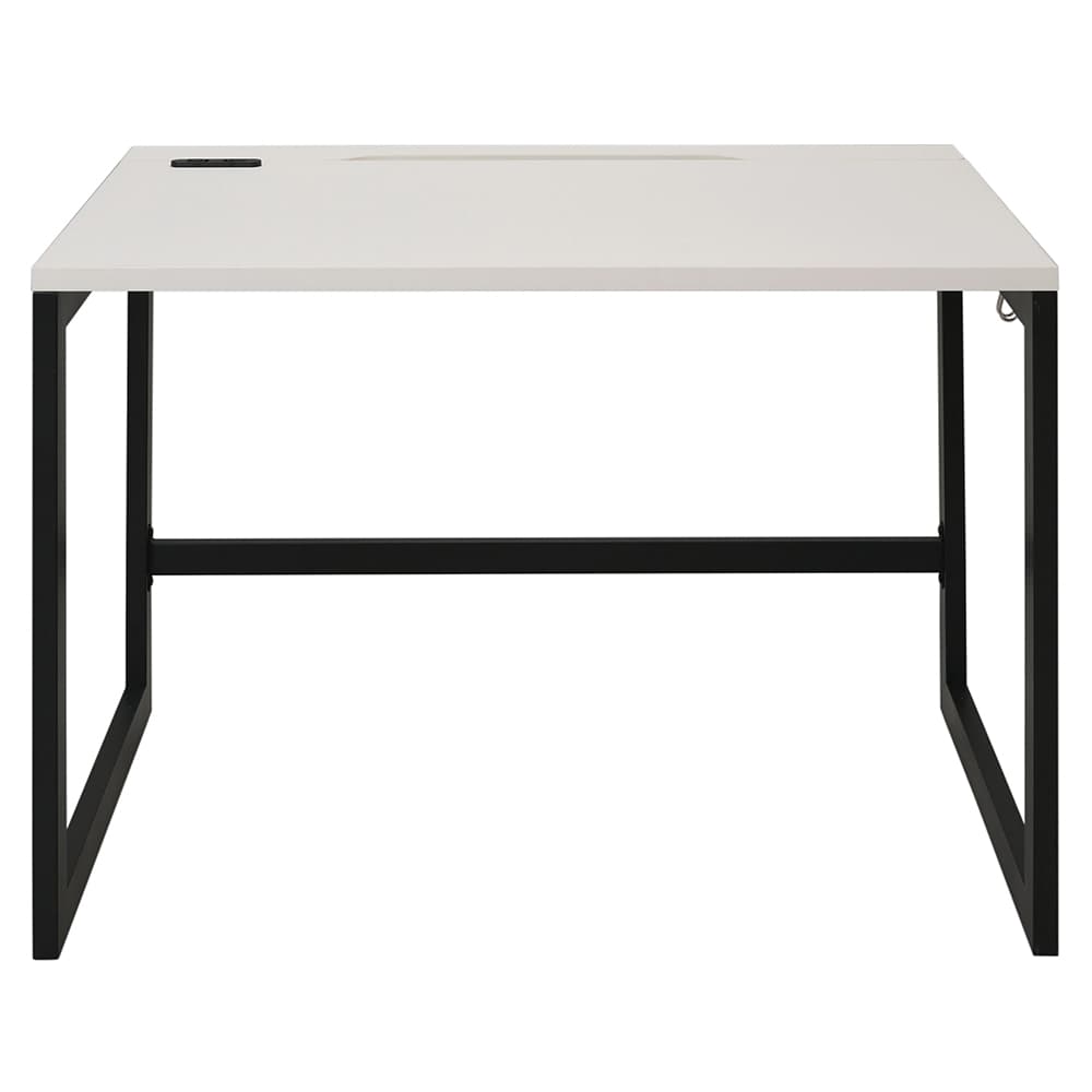 【法人様限定】送料無料 リスム デスク W1000×D700 ホワイト×ブラック脚 2ヶ口コンセント付き RFFLD-1070WH-BL - 画像 (2)